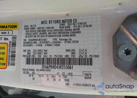 2018 Ford Fusion Se from USA, damaged, VIN 3FA6P0HD4JR255061